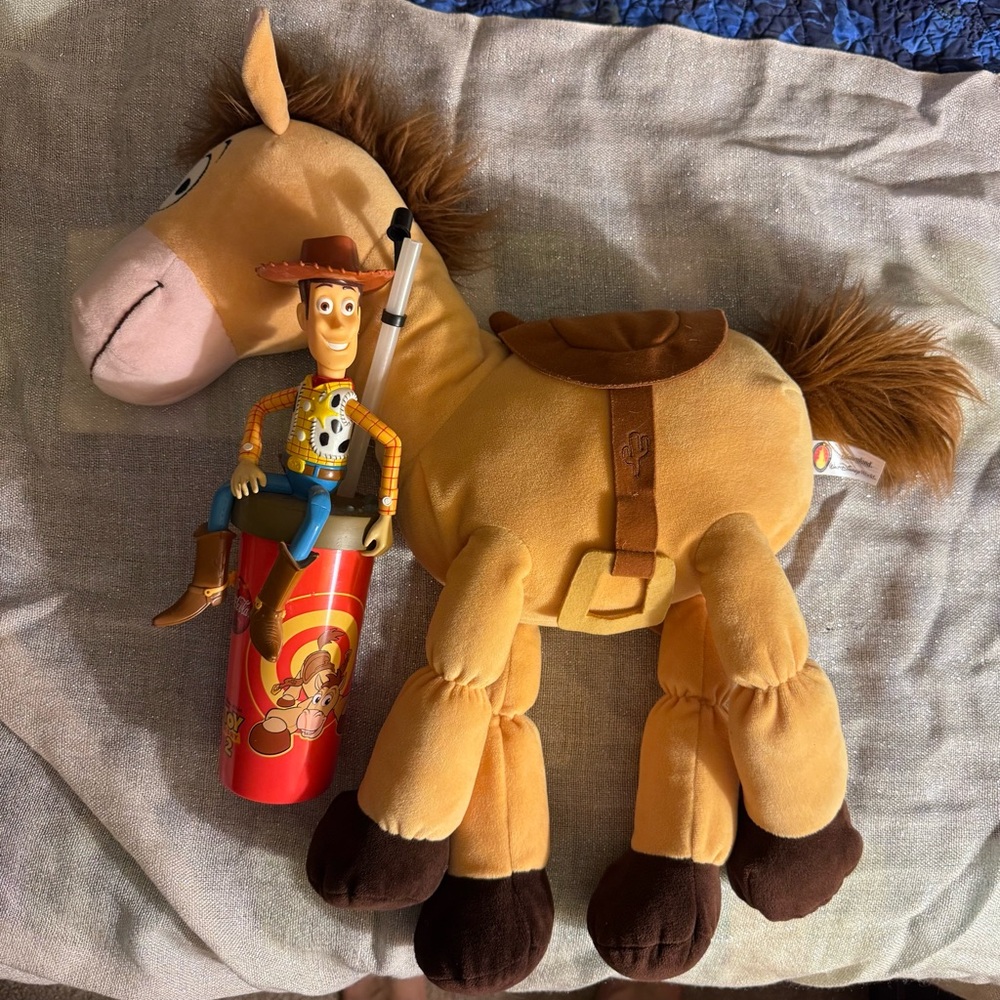 Disneyland Toy Story 2 Woody Cup and Bullseye stuffed animal Bundle
